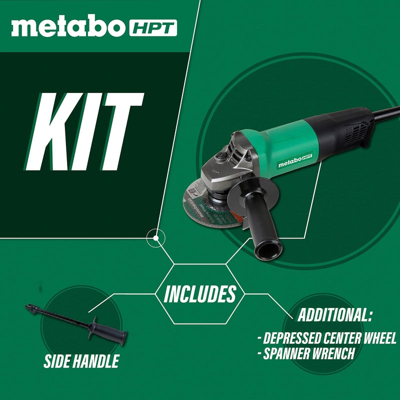 Metabo HPT 4-1/2-Inch Angle Grinder | Non-locking Paddle Switch | 7.9 Amp | Smallest Grip Circumference in its Class | 900W Input Motor | Lightweight | Dual-position Handle (G12SQ2) - Image 3